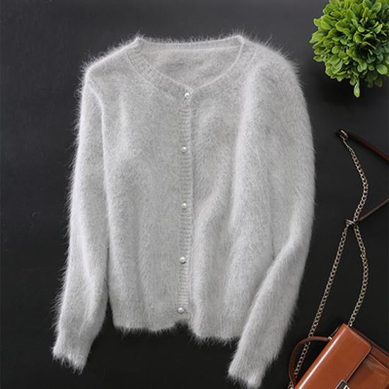 Angora Cardigan hellgrau