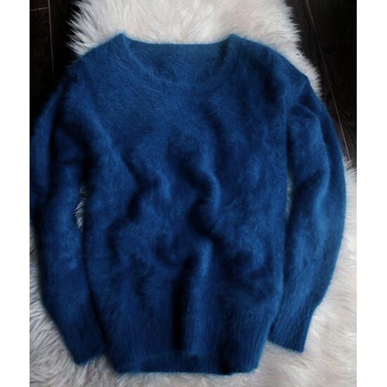 Angora Pullover Rundhals navy