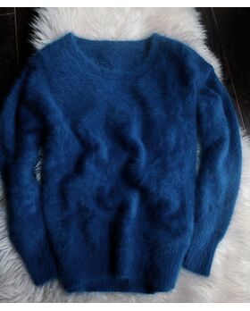 Angora Pullover Rundhals navy