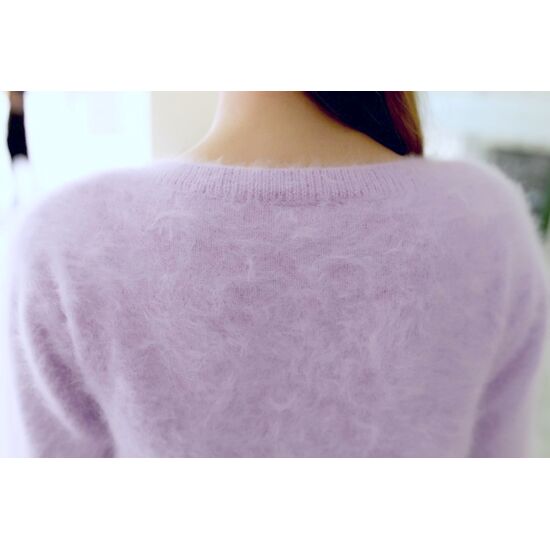 Angora Pullover V-Ausschnitt flieder