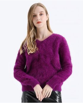 Angora Pullover  beere L/XL