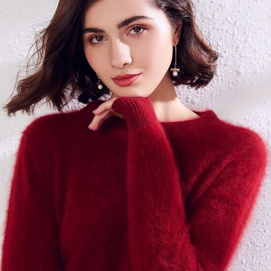 Angora Pullover Viola rot