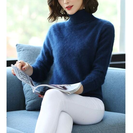 Angora Pullover mir Kragen Rahel navy