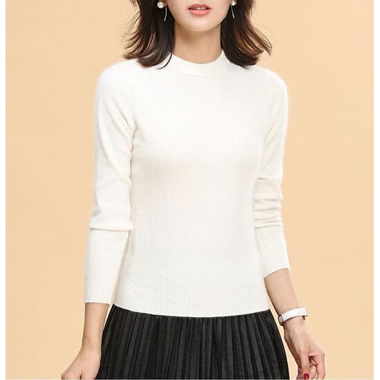 Angora Pullover Viola weiß
