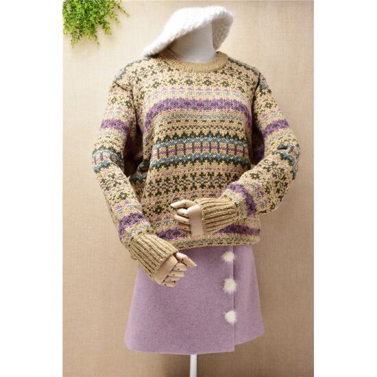 Wolle Pullover LIA beige/Muster Gr. M