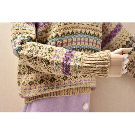 Wolle Pullover LIA beige/Muster Gr. M
