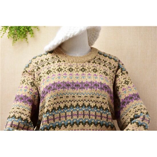 Wolle Pullover LIA beige/Muster Gr. M