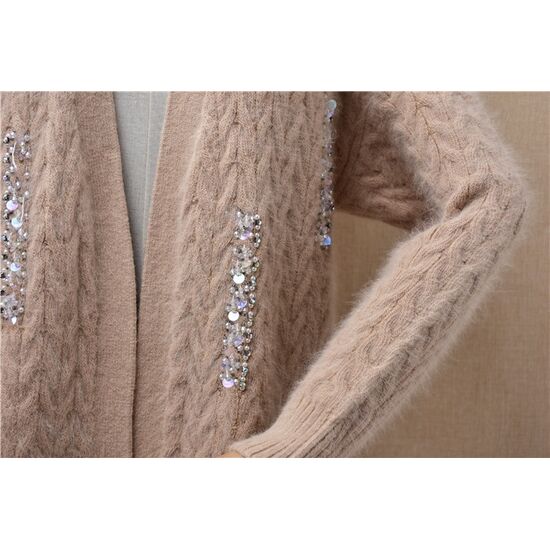 Angora Cardigan warm lang beige Gr. M