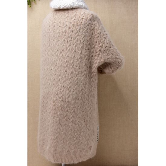 Angora Cardigan warm lang beige Gr. M