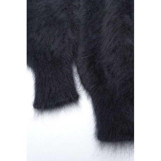 Angora Pullover V-Ausschnitt schwarz XS