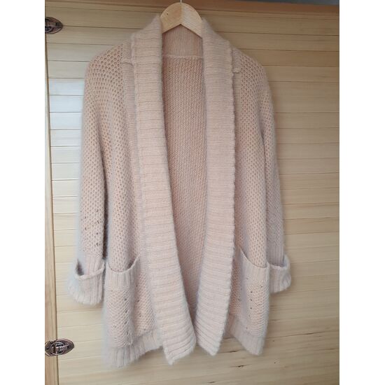Angora Cardigan Rundhals beige Gr. L  (B-Ware)