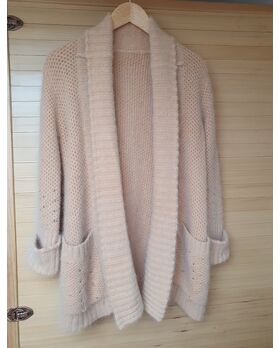 Angora Cardigan Rundhals beige Gr. L  (B-Ware)