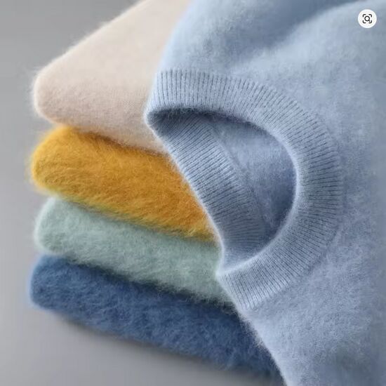 Angora Pullover Rundhals taubenblau
