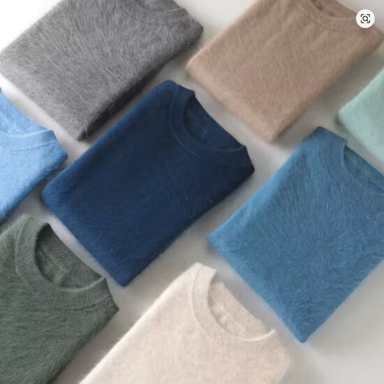 Angora Pullover Rundhals taubenblau