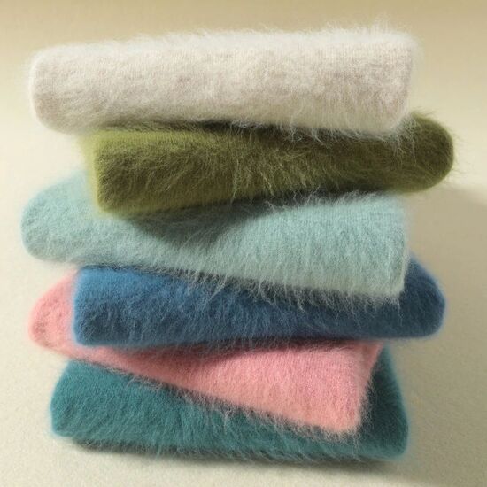 Angora Pullover Rundhals taubenblau