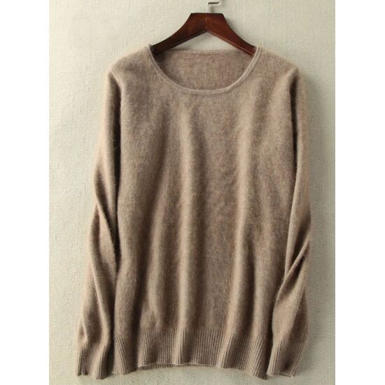 Angora Pullover Rundhals erde XS